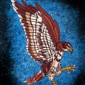 Medium Swooping Red Tail Hawk Bird Iron on Patch