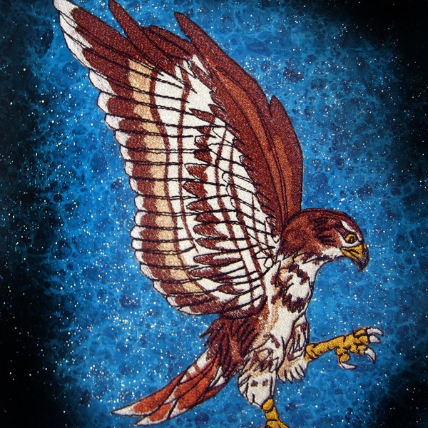 Medium Swooping Red Tail Hawk Bird Iron on Patch