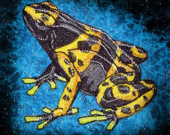 Poison Arrow Yellow Bumble Bee leucomela Dart Frog   Iron on Patch