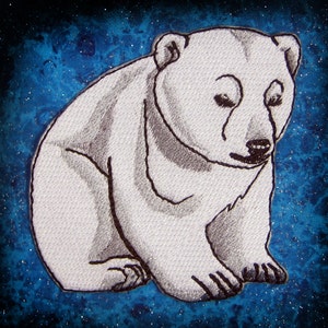 Cute Polar Bear Cub Iron on Patch ready to ship 100 percent embroidery Applique