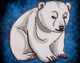 Cute Polar Bear Cub Iron on Patch ready to ship 100 percent embroidery Applique