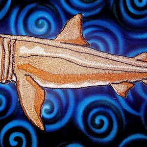 The Mighty Basking shark (Cetorhinus maximus)  Iron on Patch ready to ship