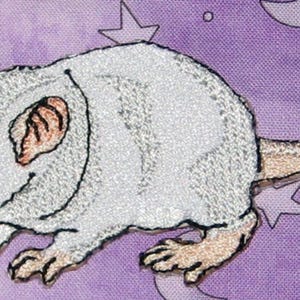 Fancy Albino Baby Rat Pup Hopper Self  Rat Steam Punk  Iron on Patch