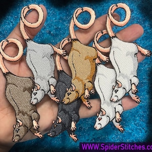 Cute Rat ratty Rats  Pet Iron on Patch  lots of color choices white albino cream silver black agouti