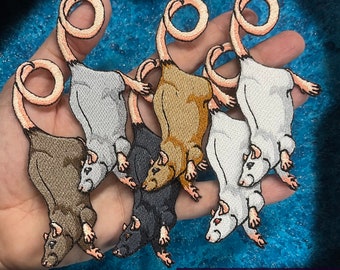Cute Rat ratty Rats  Pet Iron on Patch  lots of color choices white albino cream silver black agouti