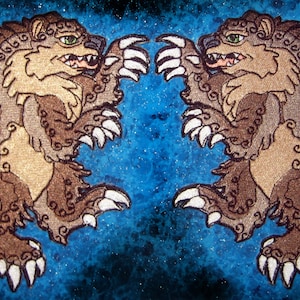 HUGE Rampant Bear Heraldic Heraldry  Iron on Patch Many Color Choices
