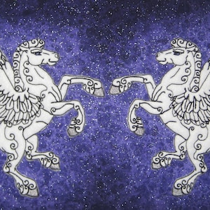 FELT Rampant Pegasus horse Heraldic Heraldry Iron on or Sew On Patch Pair medieval renaissance