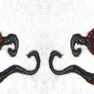 Small  Pair Octopus Iron on Patch Black and Red