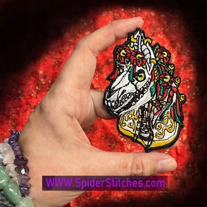 Mari Lwyd Horse Skull Patch: Pagan Christmas Goth Embroidered Applique