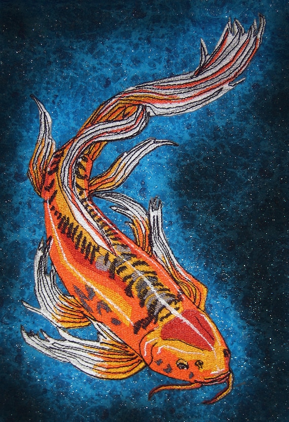 Lovely Orange Butterfly Koi Goldfish Fish Iron On Patch Ready To Ship