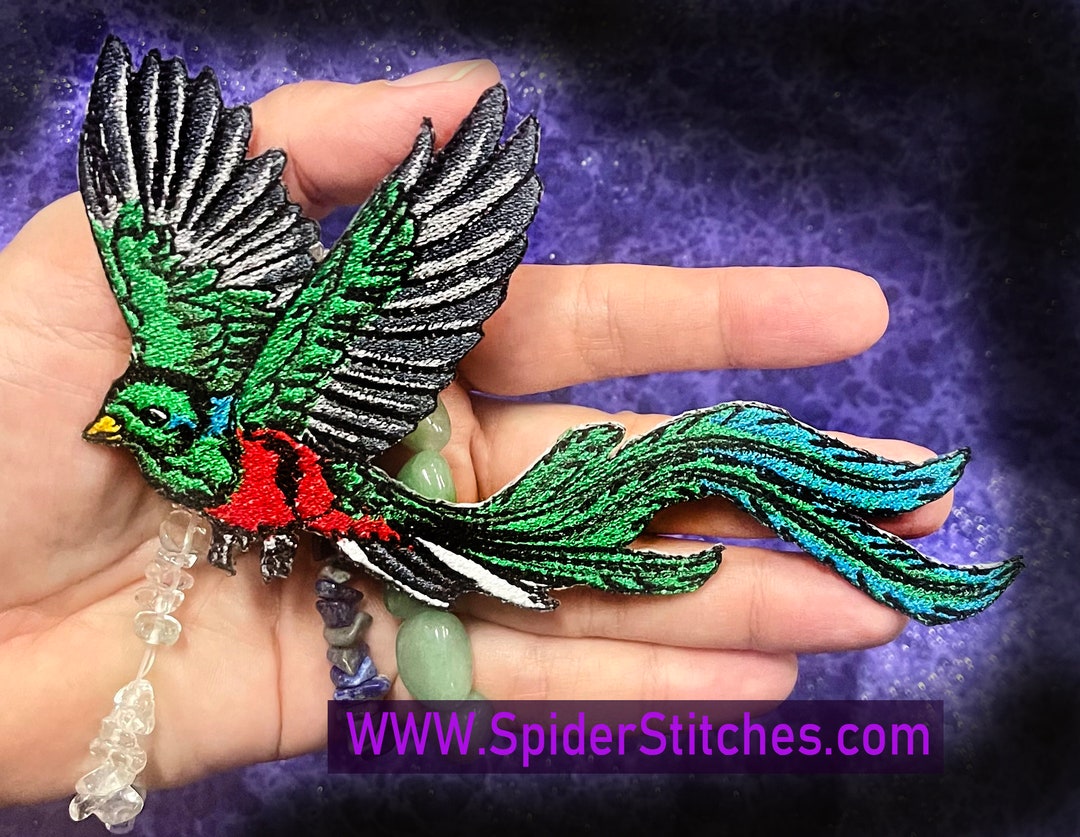 Resplendent Quetzal Bird Iron on Patch Sew on Pharomachrus Mocinno