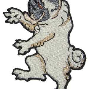 Epic Medieval Renascence Fawn Pug  Dog Crest Heraldic Heraldry  Iron on Patch