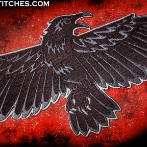 Night&#39;s Watch Flying  Raven Crow Black Bird Iron on Patch or Sew on