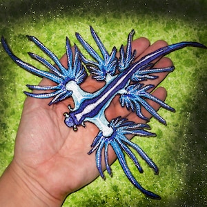 HUGE Blue Dragon Sea Slug Nudibranch Glaucus atlanticus Iron on patch image 1