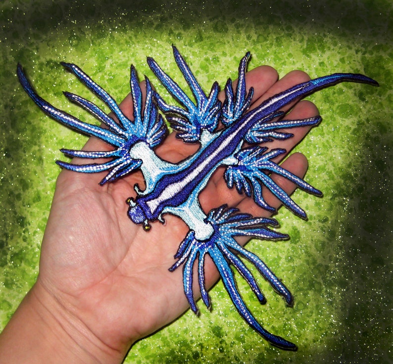 HUGE Blue Dragon Sea Slug Nudibranch Glaucus atlanticus Iron on patch image 1