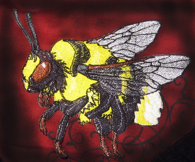 Epic Bumble Bee Bombus polaris Steam Punk Iron on Patch image 1