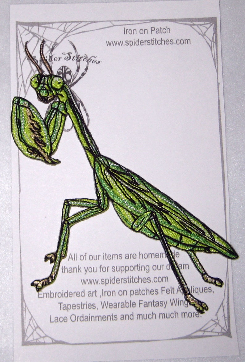 Chinese praying mantis Tenodera sinensis Iron on Patch Insect patch