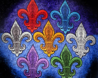 Enorme fleur-de-lis heraldische heraldiek Strijkpatch Veel kleurkeuzes