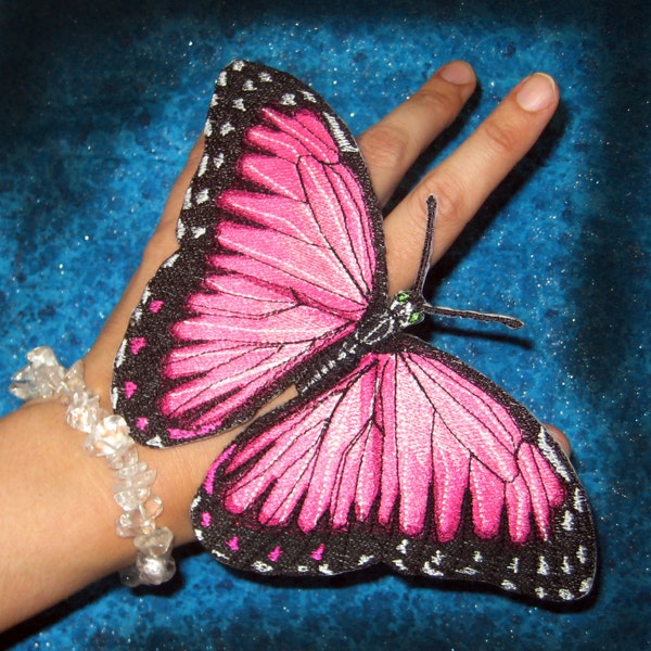 Epic  Life Sized Fantasy Pink Blue Morpho Butterfly Morpho peleides Butterfly Iron on Patch