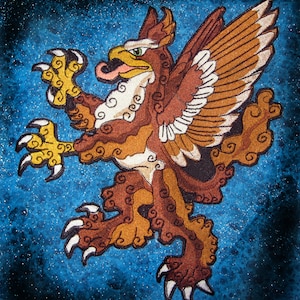 Giant Rampant Griffin Heraldic Heraldry  Iron on Patch Many Color Choices