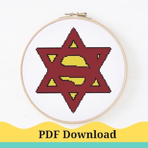 Super Jew Cross Stitch Pattern, Home Decor Cross Stitch Pattern. Jewish Cross Stitch Pattern. PDF Instant Download!