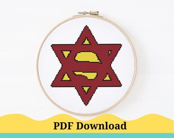 Super Jew Cross Stitch Pattern, Home Decor Cross Stitch Pattern. Jewish Cross Stitch Pattern. PDF Instant Download!