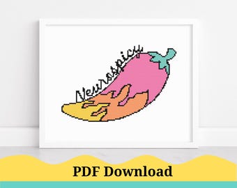 Neurospicy クロスステッチ パターン、神経多様性認識クロスステッチ パターン。PDF 即時ダウンロード!