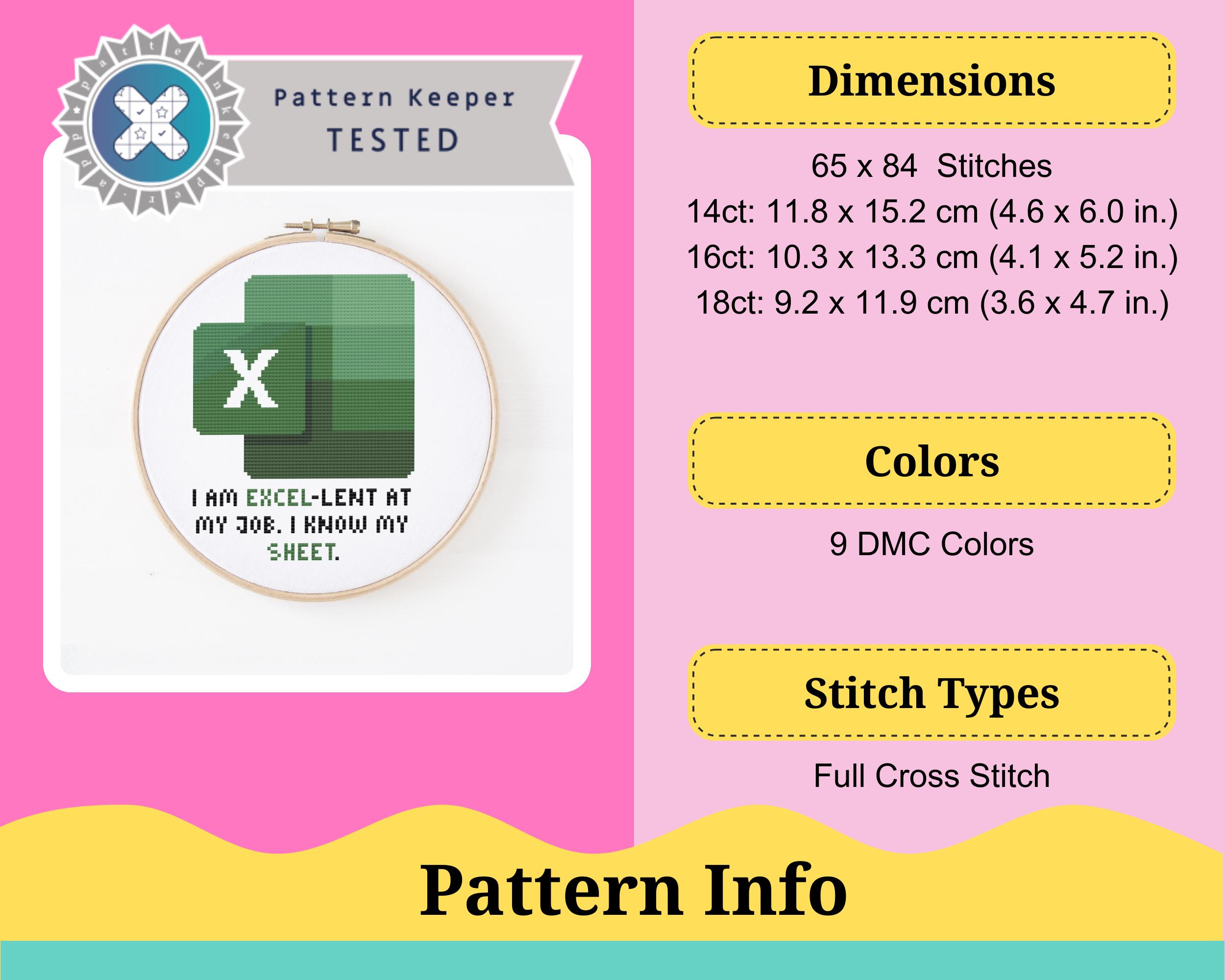 Excel Pattern Letters I Know My Sheet Excel Cross Stitch Pattern. Office Cross Stitch Pattern ...
