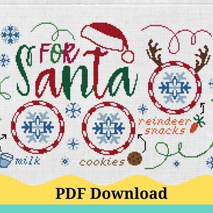 Para Papai Noel, Padrão de Ponto Cruz para o Feriado de Natal, Querido Papai Noel, Padrão de Ponto Cruz para o Feriado de Natal. Download instantâneo em PDF!