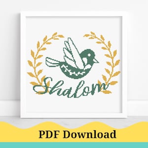 Shalom Cross Stitch Pattern, Home Decor Cross Stitch Pattern. Jewish Cross Stitch Pattern. PDF Instant Download!