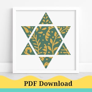 Star of David Cross Stitch Pattern, Home Decor Cross Stitch Pattern. Jewish Cross Stitch Pattern. PDF Instant Download!