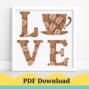 Love Coffee Cross Stitch Pattern. Coffee Funny Cross Stitch Pattern. Coffee Snarky Cross Stitch Pattern. PDF Instant Download!