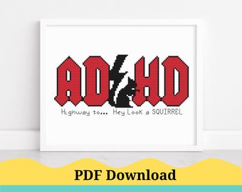 ADHD Neurodiversity Awareness Cross Stitch Pattern, Neurodiversity Awareness Cross Stitch Pattern. PDF Instant Download!