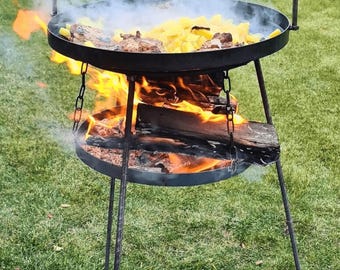 BBQ Wok: Harrow Disk Frying Pan with Stand & Lid