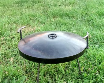 28" (70см) Personalized Cowboy Wok, Custom Camp Fire Skillet, Carbon Steel Frying Pan