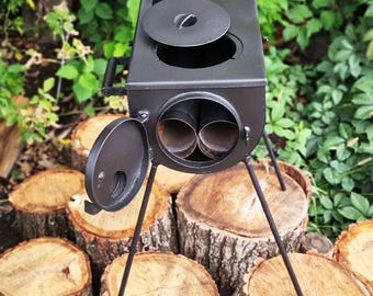Poêle à bois portable avec brasero pour le camping et la cuisine en plein air