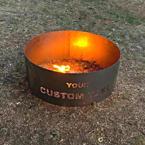 Custom Heavy Duty Fire Pit Ring, Personalized Backyard Fire Ring, Your Family Name Outdoor Metal Fire Pit