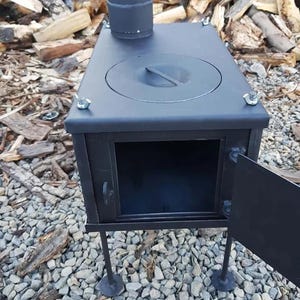 Estufa portátil de leña con bolsa de almacenamiento para acampar y cocinar al aire libre