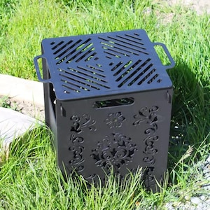 Fogata para acampar con parrilla para cocinar al aire libre