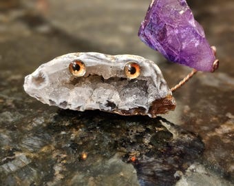Tulip Crystal Buddy | Lavender Angel Aura Quartz, Desk Decor