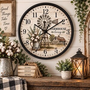 Farmhouse Living Windmill Clock | Rustic Wall Clock