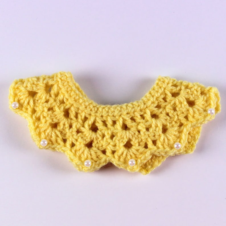 Made to Order Dog Fashion Accessory Featuring a Crochet Lace Collar with Faux Pear Beading Reversible Custom Made Pet Bandanna for Dogs