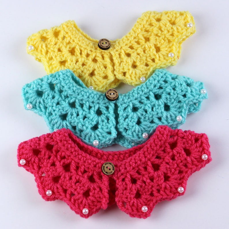 Made to Order Dog Fashion Accessory Featuring a Crochet Lace Collar with Faux Pear Beading Reversible Custom Made Pet Bandanna for Dogs