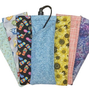 Heat Resistant Curling Iron/Flat Iron holder with Outer Pocket for Cord Storage, Handmade, Cotton Fabric. Made in USA