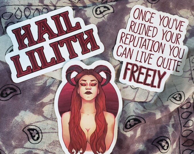 Lilith Firehawk Sticker Hail Lilith Vinyl Sticker Set: Dark Goddess Wiccan Decoration - Etsy