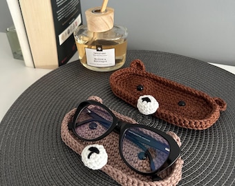 Glasses Holder Bear, Crochet Pattern Glasses Holder, Pdf File Tutorial Step By Step, Crochet Bear