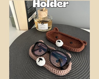 Glasses Holder Bear, Crochet Pattern Glasses Holder, Pdf File Tutorial Step By Step, Crochet Bear