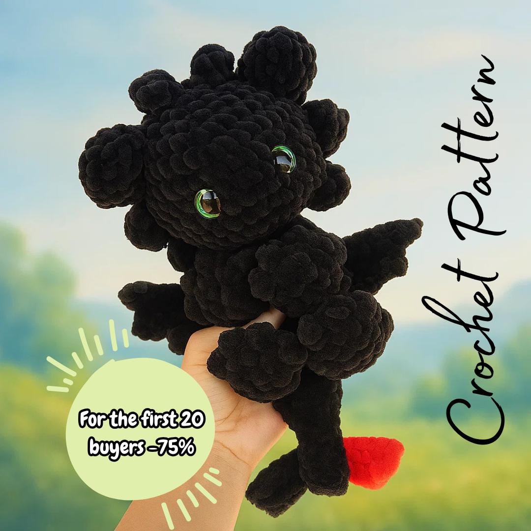 Crochet Fury Dragon Snuggler Crochet Pattern in English | Toothless Crochet Pattern | Intermediate Pattern | PDF ONLY