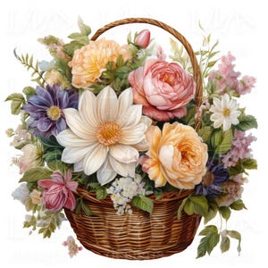 10 lindas cestas de flores da primavera – Conjunto 1 – Imagens Clipart