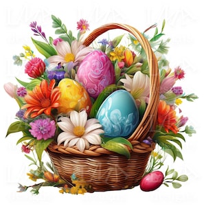 10 clipart-afbeeldingen Bloemenmand Pasen